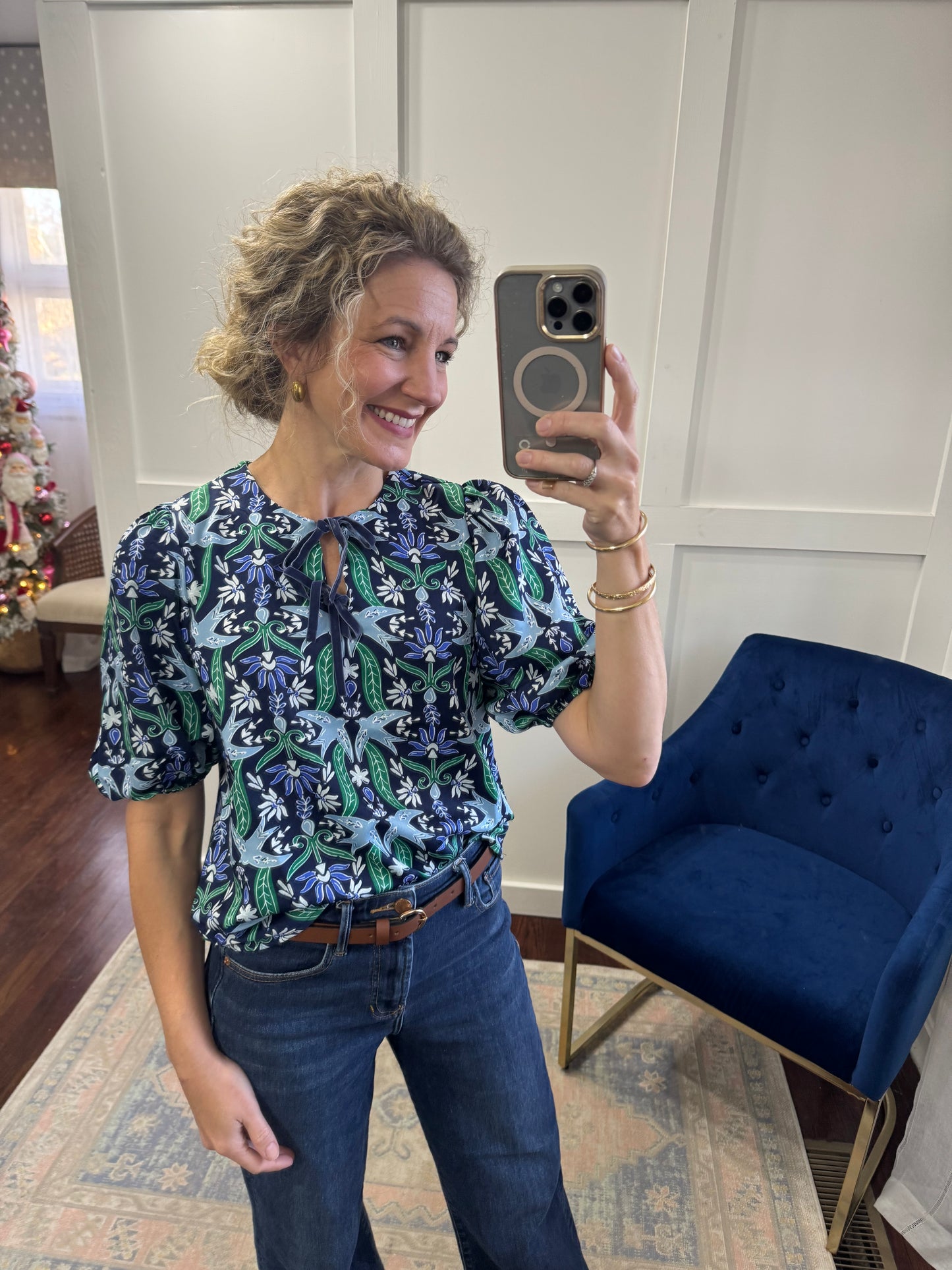 Navy gossamer wings top