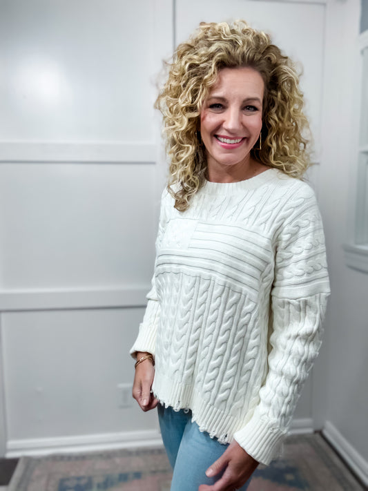 Rania off white flag sweater