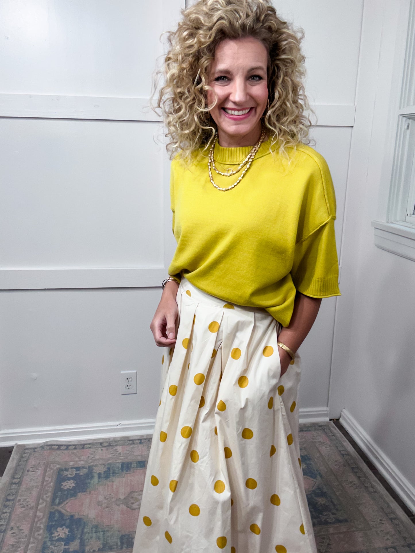 Mustard polka dot skirt