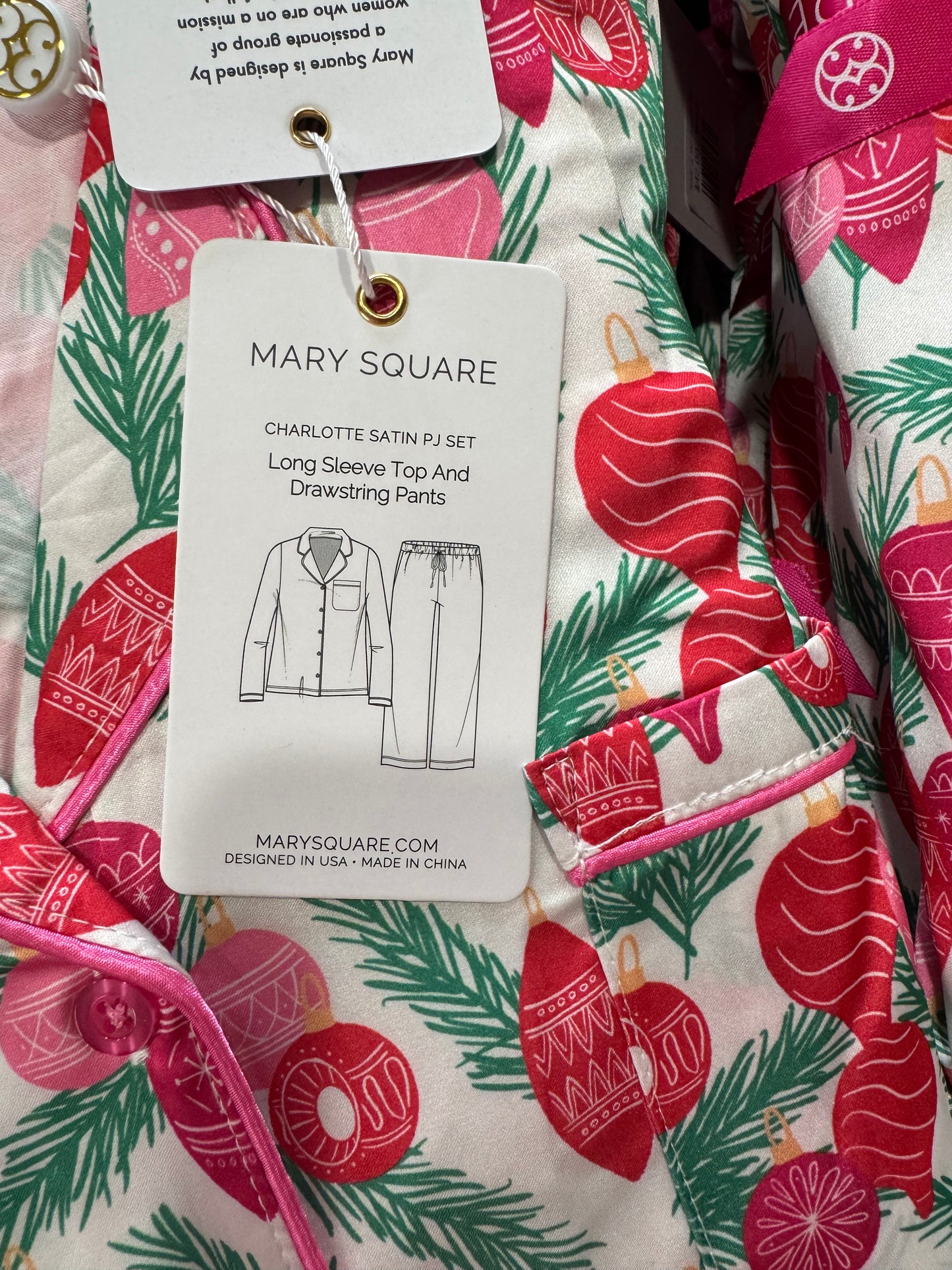 Satin pj set trim the tree