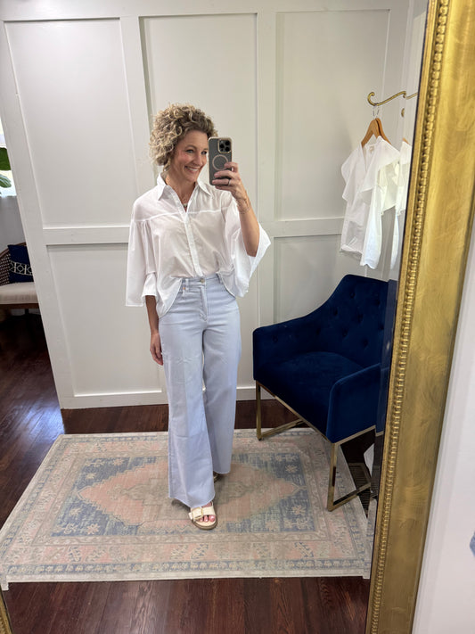 Avery flowy poplin button up blouse