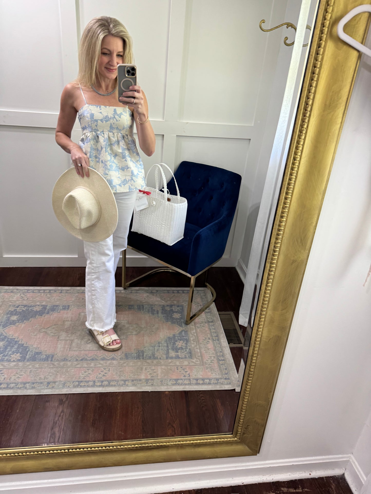 Jaclyn jacquard blue blouse