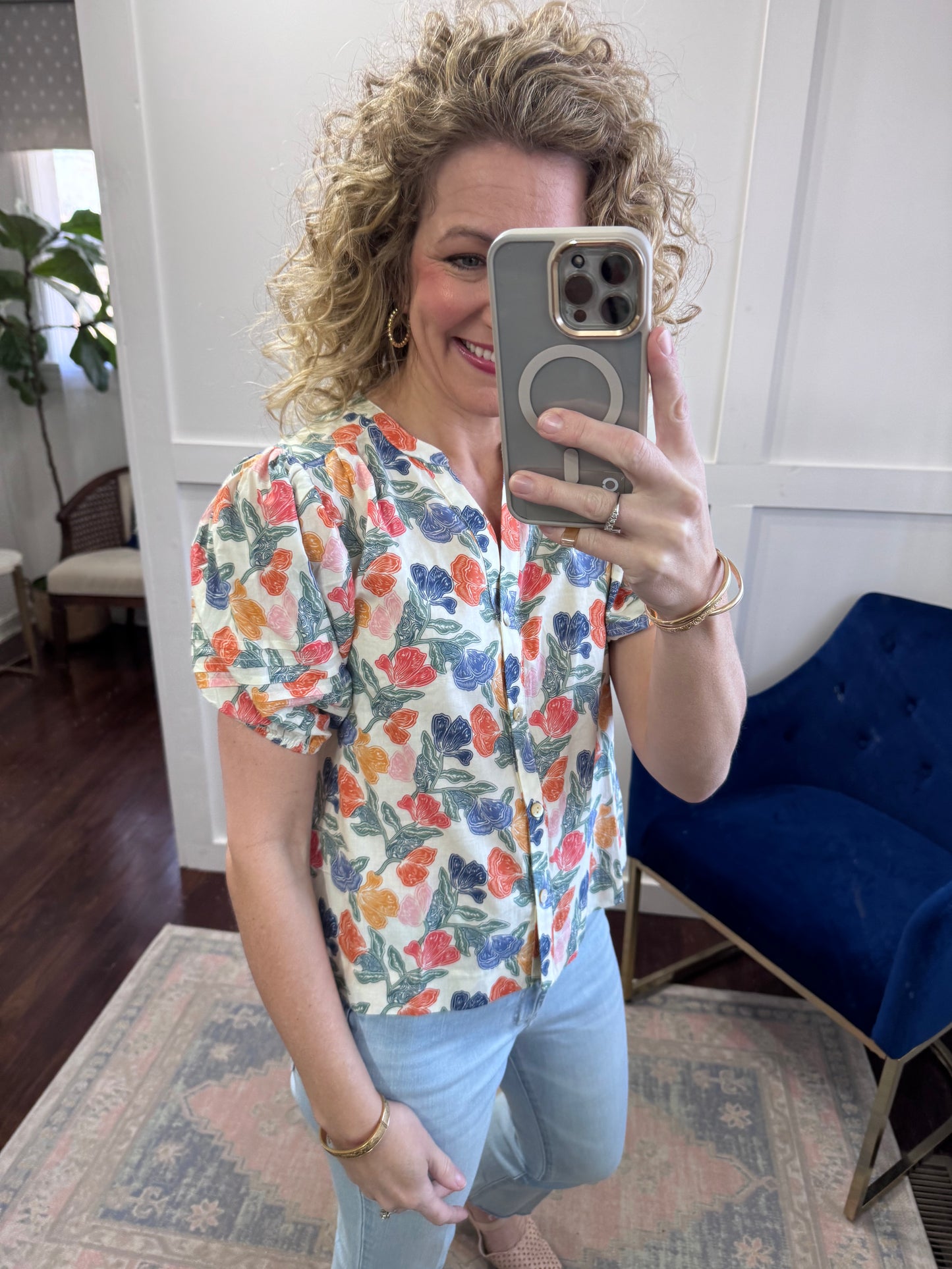 Sunset floral blouse