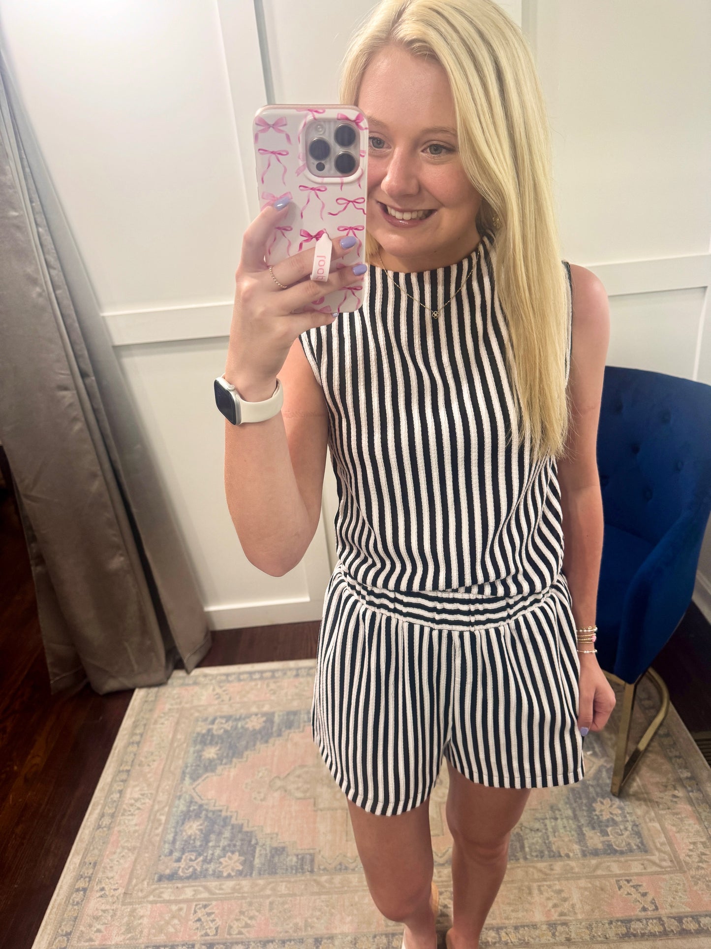 Black and white striped top