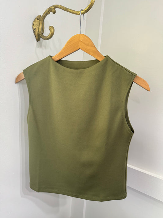 Olive high neck blouse