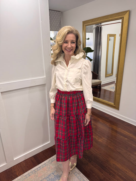 Eloise red tartan skirt