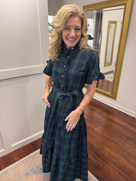 Kate huntergreen tartan midi