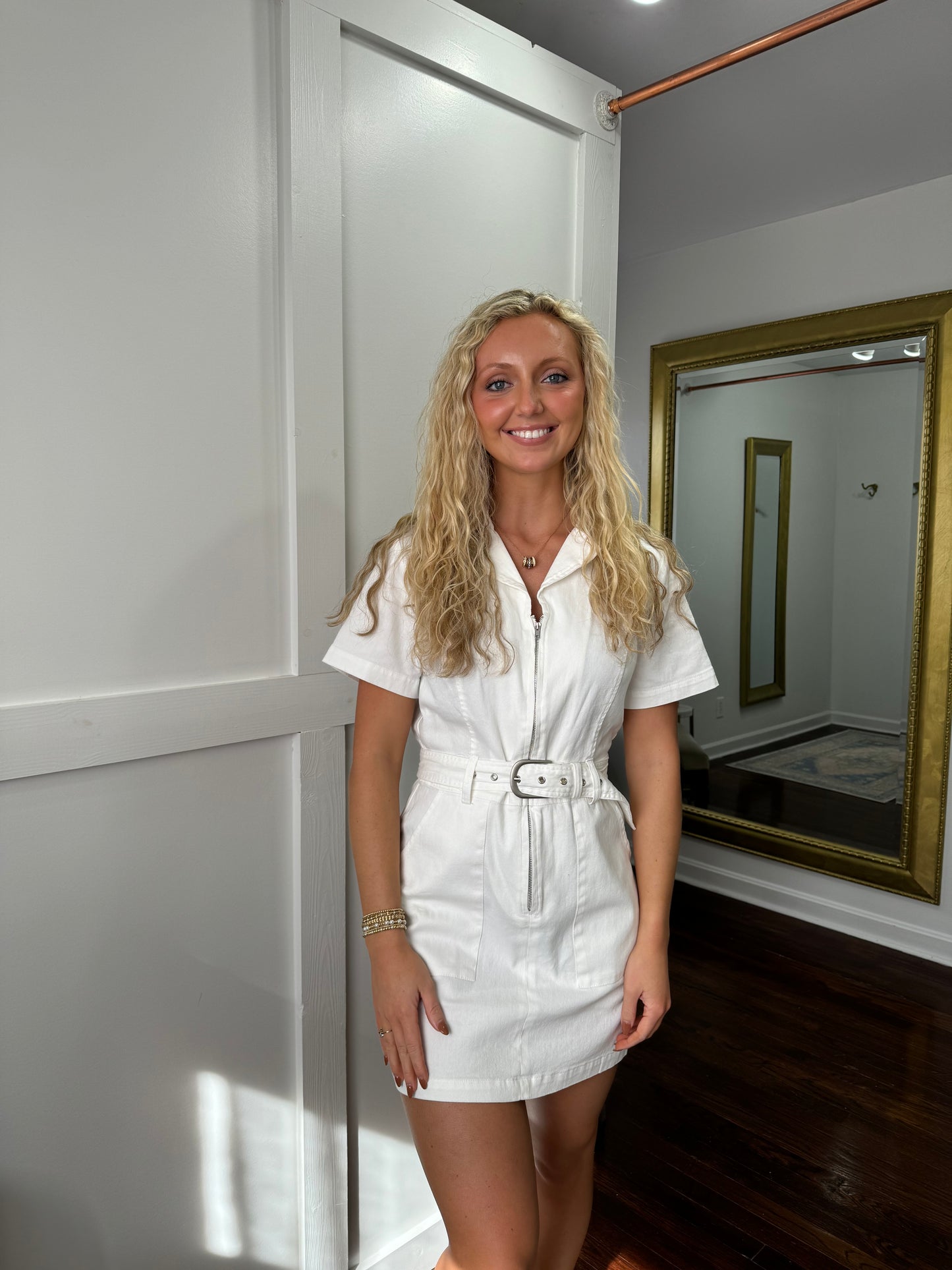 white denim dress