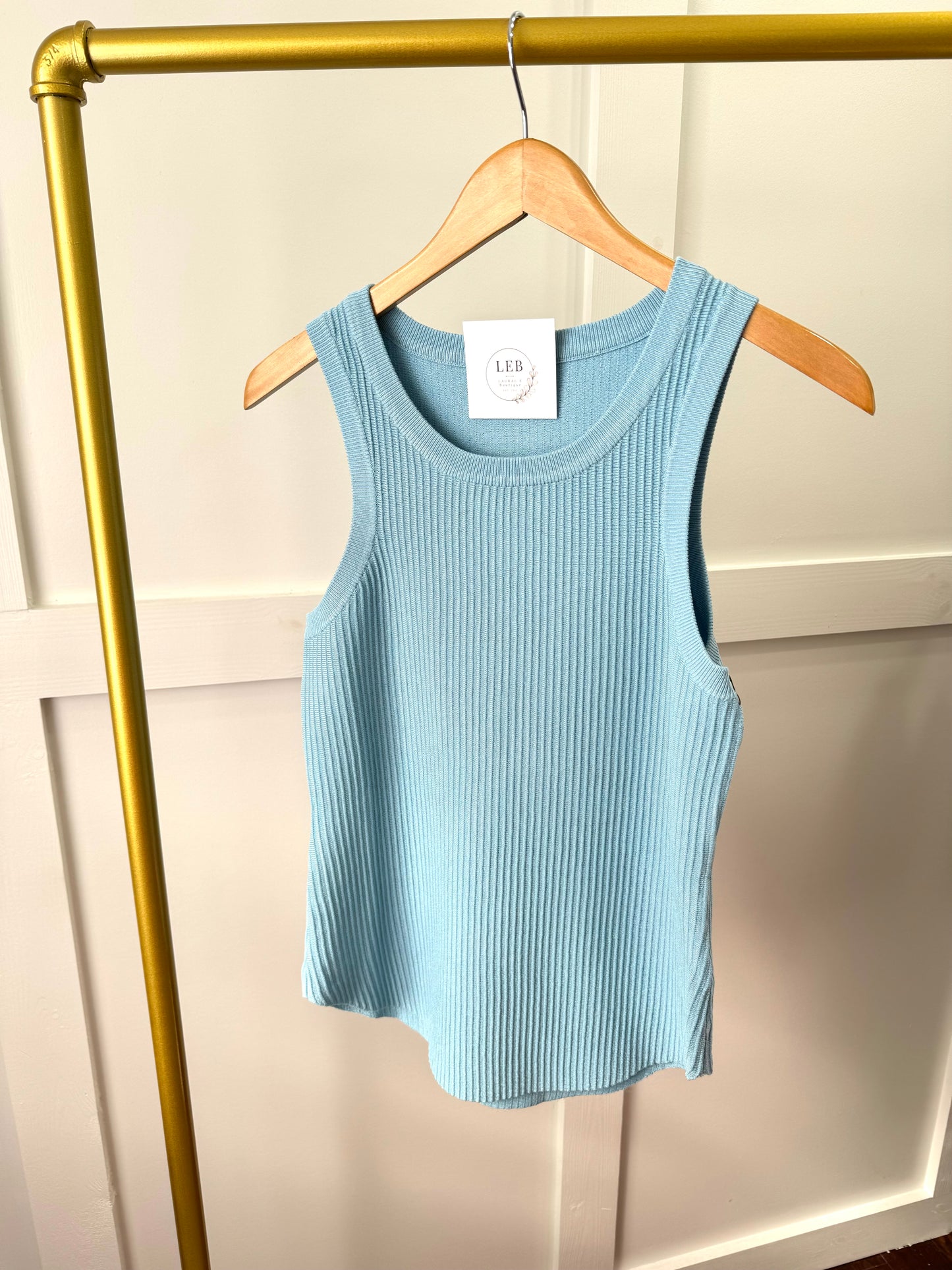 Cora ribbed tank dusty blue